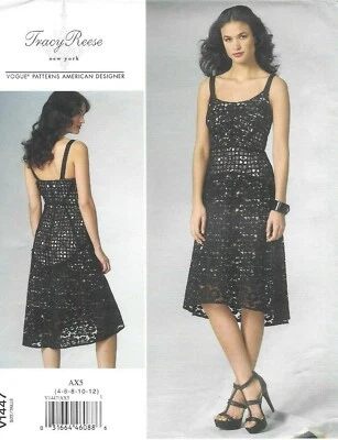 Vogue Sewing Pattern 1447 Tracy Reese Seam Detail Dress Lined Lace Size 4-12 NEW - Image 1 of 3