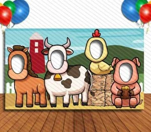 Bauernhoftiere, Loch im Gesicht, Party Selfie Foto Requisite, Tierdeko - Bild 1 von 6