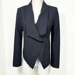 BCBGMaxArzia Tomas Asymmetrical Waterfall Blazer Size Medium Black - Picture 1 of 6