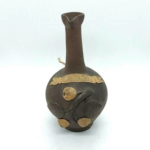 Vintage Primitive Brown Art Pottery Pitcher Olive & Leaf Design Calvados France - Picture 1 of 7