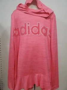 Girls Kids Youth long sleeve Hooded Top Adidas shirt NEW Size Large 14 Pink - Picture 1 of 2