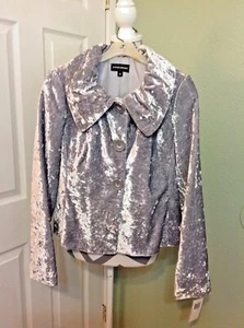 NWT! SUTTON STUDIO Jacket ~Silver Soft Plush Velveteen Button Down Front ~Sz.6 - Picture 1 of 6
