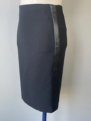 Sandro Paris Size 1 XS Pencil Skirt Leather Side Trims Career Black - Image 1 of 4
