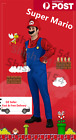 Super Mario Deluxe Video Game Plumber Party 1980S Cartoon Men Costume