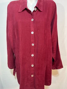 Mujeres Top Blusa Camisa Túnica Rojo Borgoña Tonos Sutiles Mediana Grande De Colección - Imagen 1 de 11