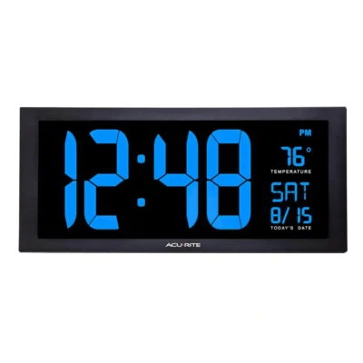 Acurite Large LED Clock 18 In. Indoor Temperature Blue Display Clear Visibility - Image 1 of 4