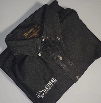 Мужская рубашка HARRITON, размер XL, синий, LS, на пуговицах, твердый, "государственные водонагреватели" - Изображение 1 из 4