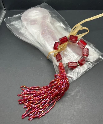 JUEGO DE 4 SERVILLETEROS MIMADOS CHEF CUENTAS BORLA ARÁNDANO ROJO VIDRIO ELEGANTE Foto 1 de 3