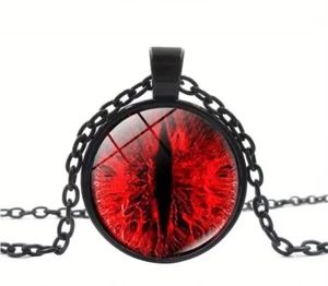 Dragon Eye Glass Red Cabochon Necklace Unisex Dragon Jewelry A100 - Picture 1 of 6