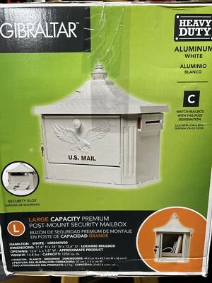 Gibraltar Hamilton Premium, Large, Locking, Aluminum, Post Mount Mailbox, White - Image 1 of 4