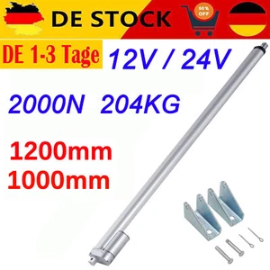 2000N 204KG 12V 24V Linearantrieb Elektrisch Linear Actuator 1000mm 1200mm Lang - Bild 1 von 22