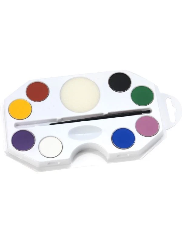 Smiffy's Make Up FX Aqua Rainbow Kit 8 Colours, Palette, Brush & Sponge Set - Image 1 of 1