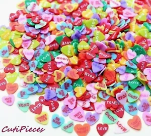 Fimo Clay Valentine Love Heart XOXO Be Mine Sweet Kiss Hugs Tiny Mix 3D Nail Art - Picture 1 of 11