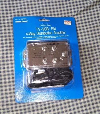 NOS Archer 4 way Radio Shack VCR/VHF/CATV/FM amplifier 15-1119 Brand New Sealed - Image 1 of 2