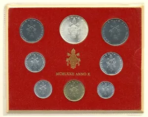 1972 VATICAN - OFFICIAL MINT BU SET (8) w/ SILVER 500 LIRE - POPE PAUL VI - Picture 1 of 7