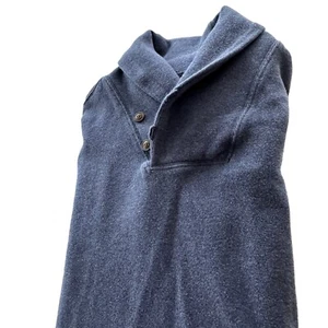 Polo Ralph Lauren Sweater Shawl Collar Mens Large Blue Pullover Elbow Patch - Picture 1 of 9