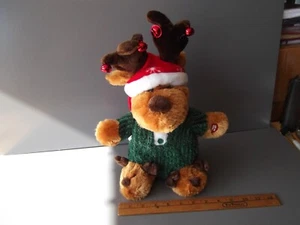 Christmas Dog w/Dog Slippers 13"in Sings Sleigh Ride with You Cheeks Light Up - Picture 1 of 13