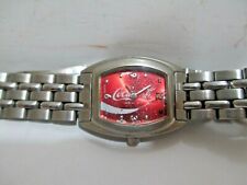 COCA COLA Logo Silver Tone Mens Wristwatch Works 2002--New Battery