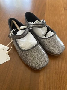 NWT Zara toddler girl Silver Metallic ballet flat Strap Mary Jane Shoe 9.5 26 - Picture 1 of 7