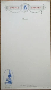 Cognac Croizet 1930s French Advertising Menu - B. Leon Croizet - St. Meme - Bild 1 von 1
