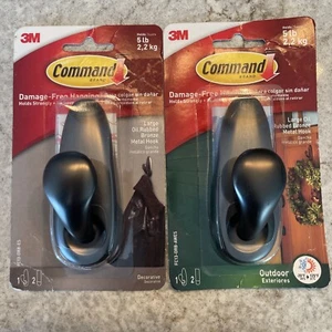 3M Command 5lb Damage Free Outdoor Hanging Metal Hook, Bronze, Large Set Of 2 - Picture 1 of 5