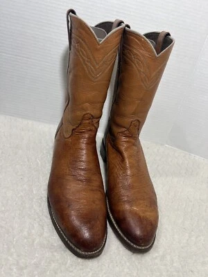 Мужские ковбойские сапоги Justin USA из коричневой страусиной кожи размер 9B - Изображение 1 из 4