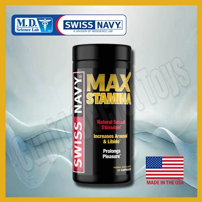 Swiss Navy Max Stamina 30 Caps Male Libido Arousal Support Supplement USA Made - Image 1 of 4
