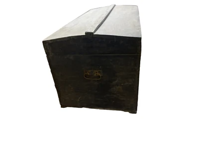 ANCIEN COFFRE MALLE BOIS DE TRANSPORT PAS VALISE VOYAGE TRAIN AVION - Photo 1/4