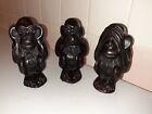 Resin 3 Wise Monkeys Figurines See Speak Hear No Evil Statues