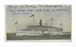 Österreich 1920 Einzelfrankatur 1Kr auf Rückseite Fall River Line Dampfer in die USA - Bild 1 von 2