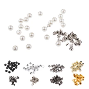 20 Sets Pearls Rivets Studs Buttons 8mm DIY Leather Bag Shoes Clothes Decoration - Picture 1 of 8