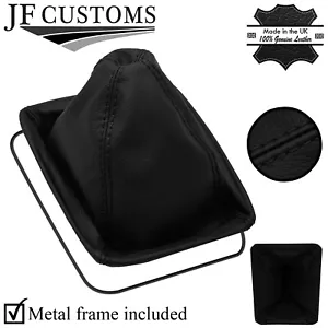 SCHWARZE NÄHTE LEDER ZAHNRAD GAMASCHE + METALLRAHMEN PASSEND FÜR ALFA ROMEO SPIDER 105 - Bild 1 von 4