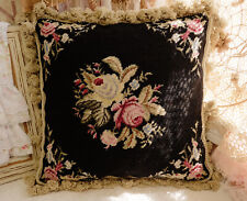 16"Stunning Gorgeous Deluxe Nedeleoint Pillow Cuhsion Hand Knotted Blooming Rose