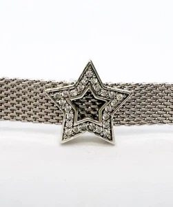 Sparkling Star Charm For Mesh Bracelet Genuine 925 Sterling Silver π - Picture 1 of 6