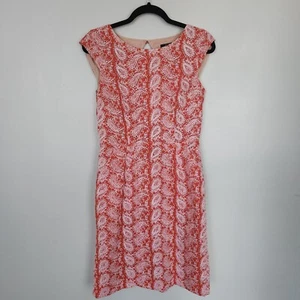 Alex Marie Eyelet Openwork Paisley Dress Size 4 Coral Red with white stitching - Picture 1 of 8