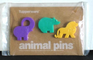 Tupperware Pins 1993 Animal Elephant Lion Bear Collector Set Tuppertoys New - Picture 1 of 2