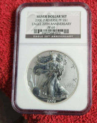 American Eagle 2006 P plata prueba inversa NGC PF 69 Foto 1 de 2