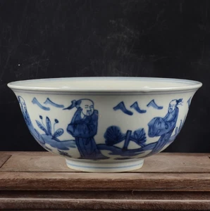 Rare Collectable Art Blue&white Porcelain Figure Bowl - Picture 1 of 9