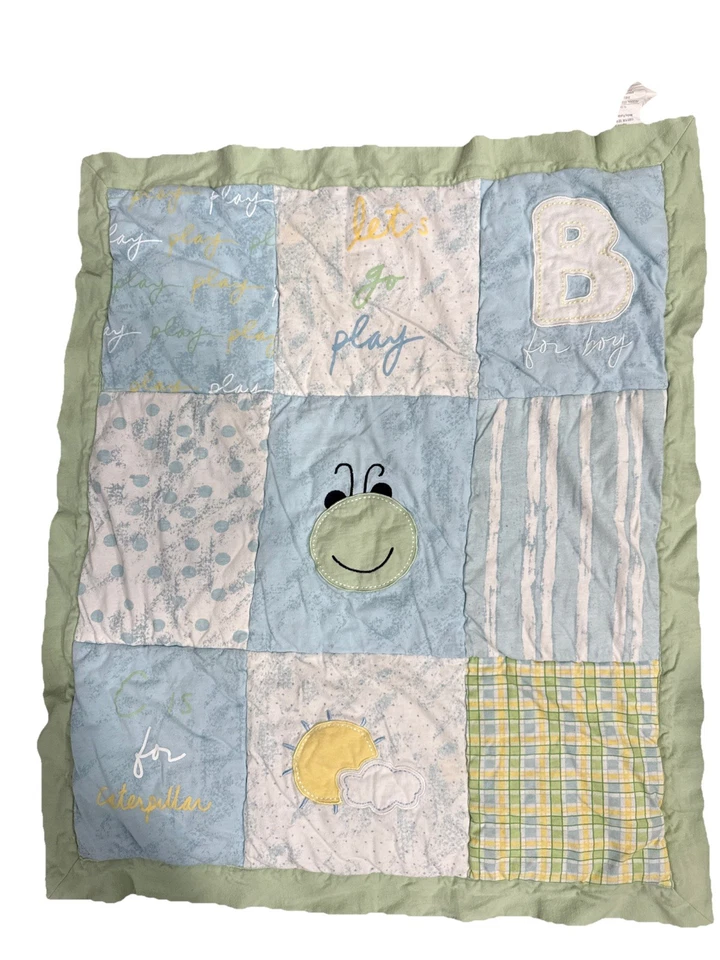 Messages From The Heart Patchwork Squares Baby Blanket Lets Go Play Vintage - Image 1 of 3