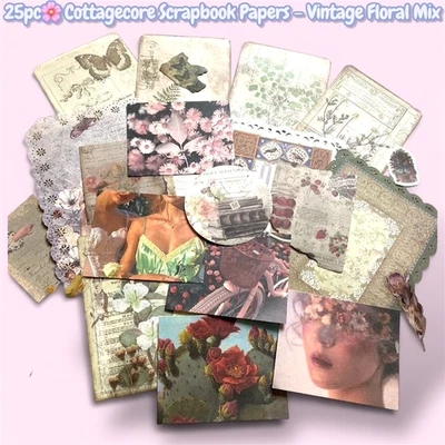 Cottagecore ✿ Boho Ephemera Kit – 25pc Scrapbook & Junk Journal Gift Pack - Image 1 of 4