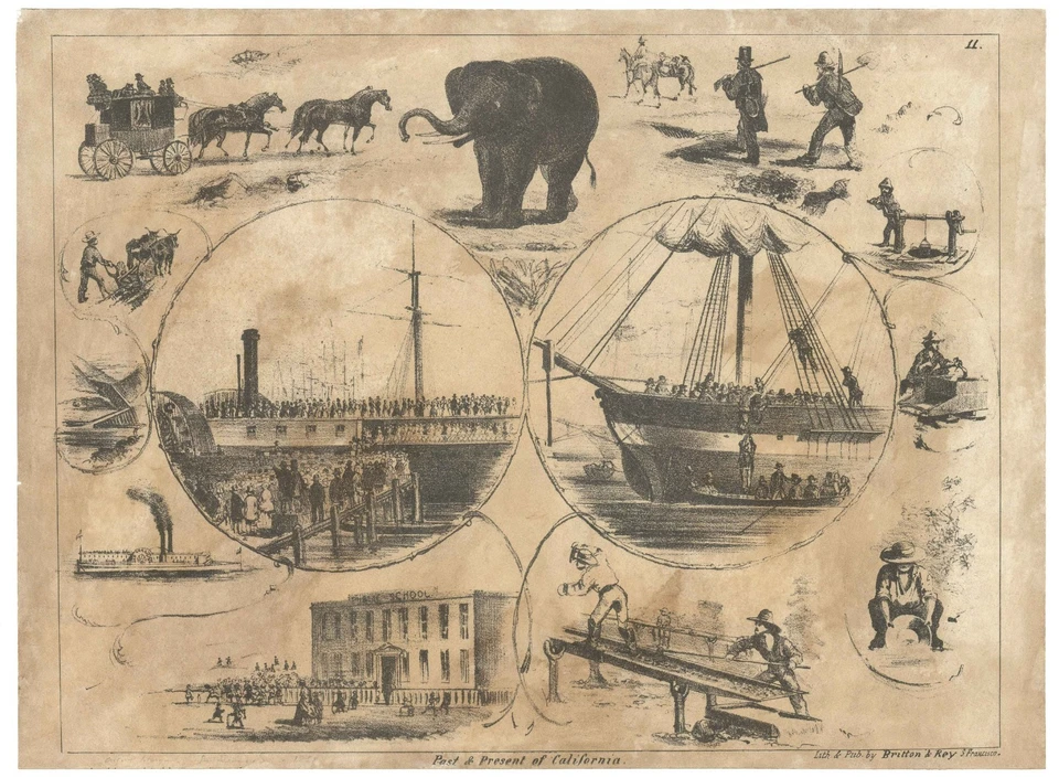 c. 1855 Britton & Rey Letter Sheet 'Past & Present of California,' Gold Rush Era - Image 1 of 1