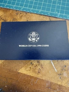 1994 World Cup Soccer Proof Commem Silver Dollar Clad Half OGP & COA 2 Coin Set - Picture 1 of 7