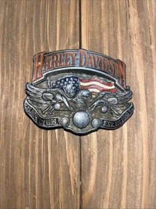 HARLEY DAVIDSON USA FLAG SCREAMIN EAGLE ON A HARLEY H402 1991 MADE IN USA NEW - Picture 1 of 3