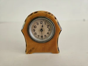 1930s Art Deco Butterscotch Clock Celluloid Bakelite Works READ - Picture 1 of 9