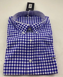 VINEYARD VINES On-The-Go Nylon Gingham Hemd Herren Gr. XL - Saphirblau - Bild 1 von 4