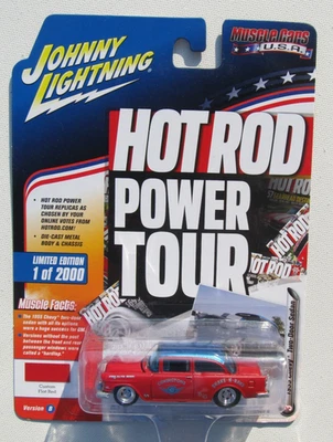 Johnny Lightning Hot Rod Power Tour 1955 Chevy sedán de dos puertas B 1 de 2.000 rojo Foto 1 de 4