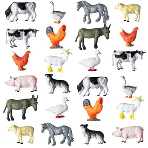 24 Pcs Mini Farm Animal Figurines Plastic Farm Animal Figures Set Realistic F... - Picture 1 of 6