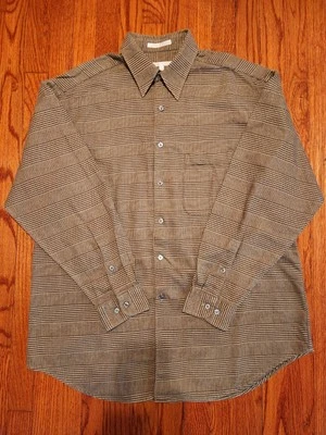 Camisa de vestir Perry Ellis para hombre L (16) marrón *100 % algodón *suave *excelente estado Foto 1 de 4