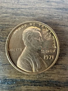 1971 Lincoln Memorial Cent CS For Apollo 12 Moon Landing '11-19-69' - Picture 1 of 4