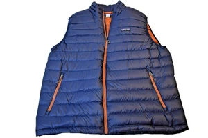 Patagonia Goose Down puffer vest Mens size XL Navy Blue Orange Full Zip - Picture 1 of 7